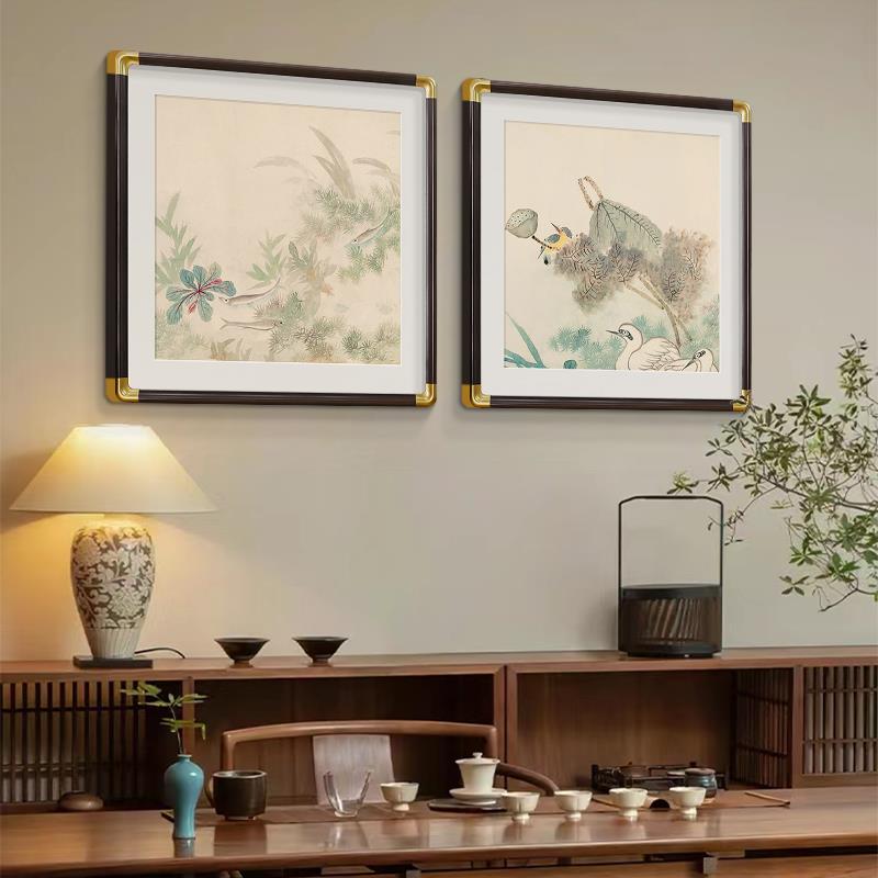 秋风墨藻图入户正对门挂画新中式玄关餐边柜装饰画餐厅背景墙画