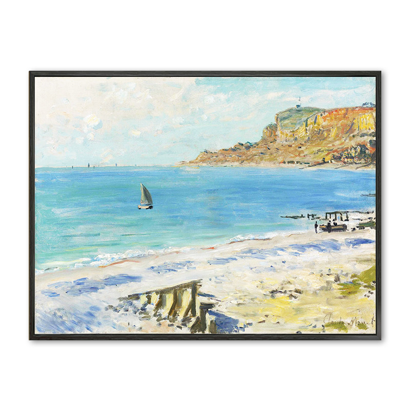《海边景色》莫奈微喷油画客厅装饰画有框卧室餐厅电箱挂画风景画