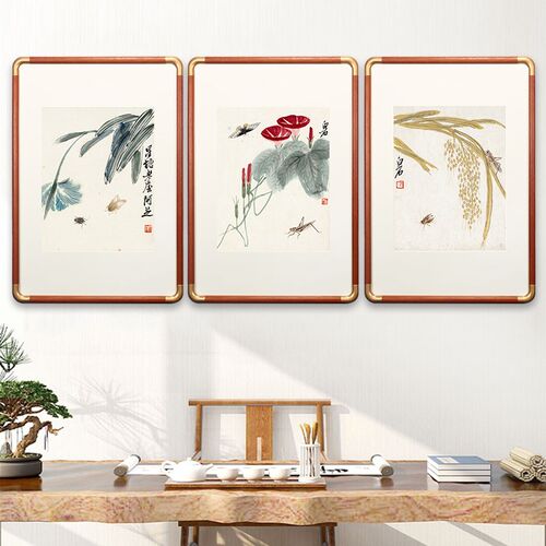 张大千《荷花鸳鸯》客厅书房茶室装饰画挂画玄关水墨高清卷轴字画_虎窝淘