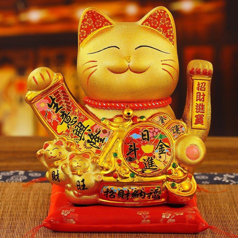 金色招财猫开业生意兴隆摆件礼品电动招手发财猫前台收银台装饰品