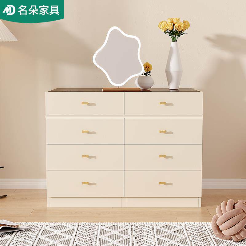 奶油风卧室斗柜梳妆台一体客厅收纳柜衣帽间岛台首饰展示柜5K21