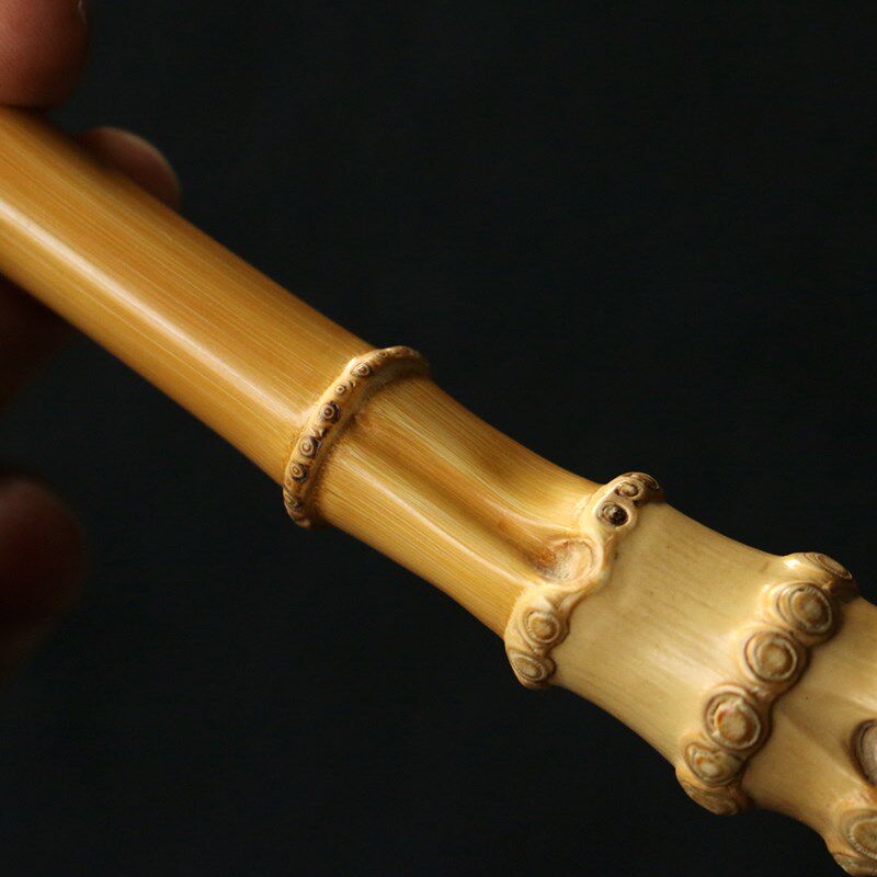 精品纯手工精磨天然带竹根实心竹教鞭手持文玩竹雕竹节棍把玩竹竿