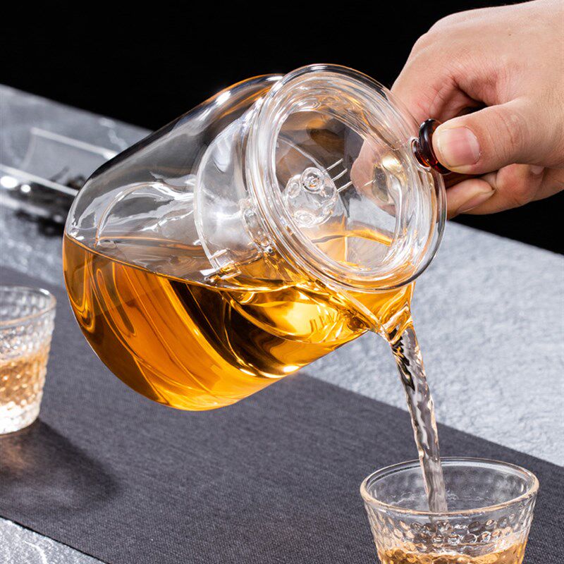 茗见新款可提式壶电养生蒸煮茶器小型耐高温泡茶壶木把玻璃过滤壶