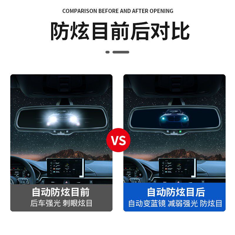 适用奥迪A3L/A4L/A6自动防眩目后视镜Q3/Q5L电子防眩光车内倒车镜