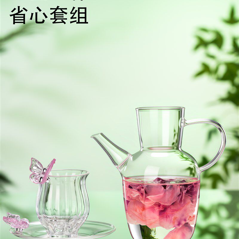 高硼硅玻璃彷宋水经注泡茶壶大容量耐热玫瑰花茶绿茶冷萃中式执壶图片
