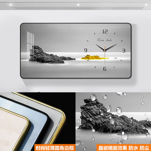 现代艺术装饰画钟表简约极简轻奢金属餐厅墙挂钟2022客厅时钟挂墙