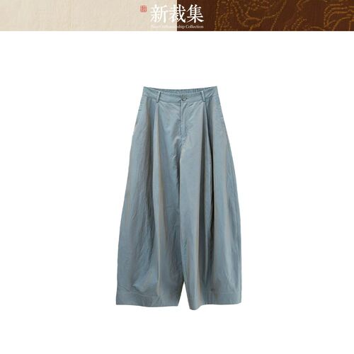 新裁集NCC【潇洒裤】新中式国风色织匹马棉垂感阔腿裤L617017