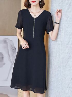 胖mm大码女装连衣裙2024新款遮肚子显瘦胖妹妹中长款短袖裙子夏天