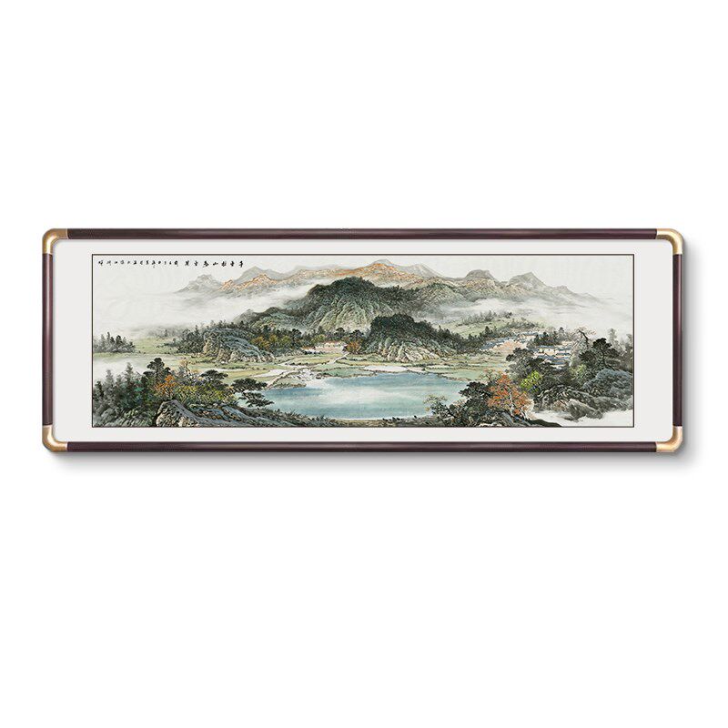 聚宝盆山水画客厅挂画办公室靠山图聚财新中式沙发背景墙装饰画