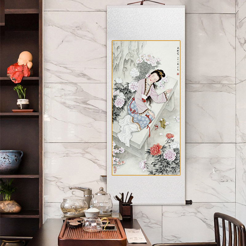 红楼梦十二金钗国画工笔画红楼梦人物古代美女仕女中式卷轴挂画