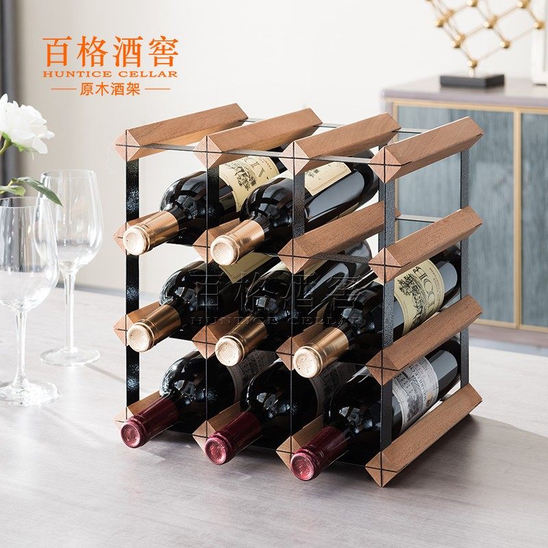 百格酒窖酒架摆件葡萄酒瓶架收纳架家用餐厅创意红酒架展示柜定制