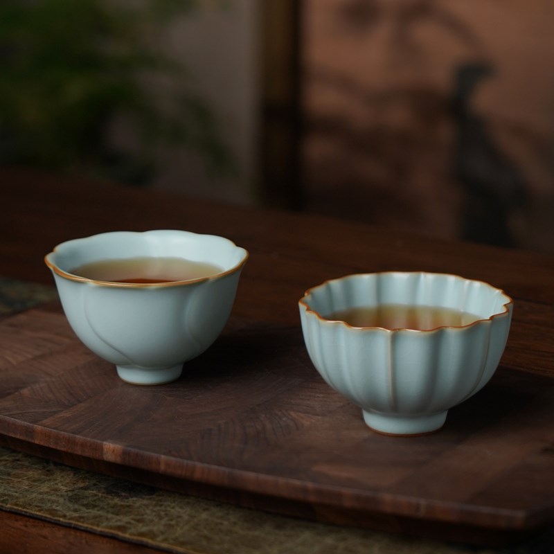 汝窑手工主人杯陶瓷品茗杯景德镇汝瓷仿古功夫茶杯晴云对杯礼盒装