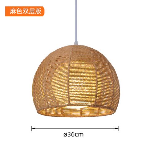 日式麻绳吊灯简约创意圆形灯卧室床头阳台圆形灯餐厅艺术半圆形灯