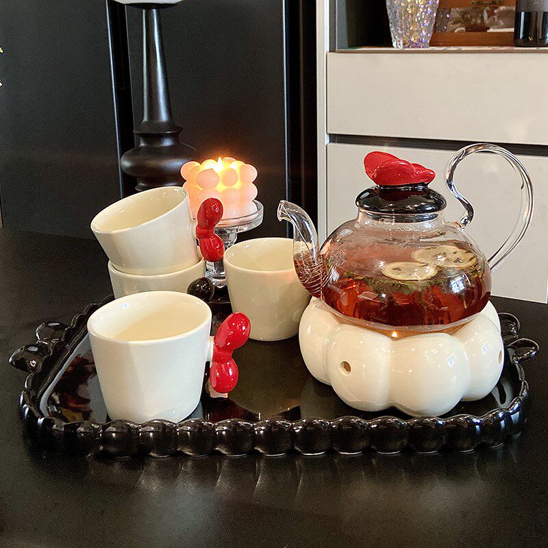 高颜值玻璃花茶壶套装花草水果茶具蜡烛加热下午茶茶壶花茶杯耐热
