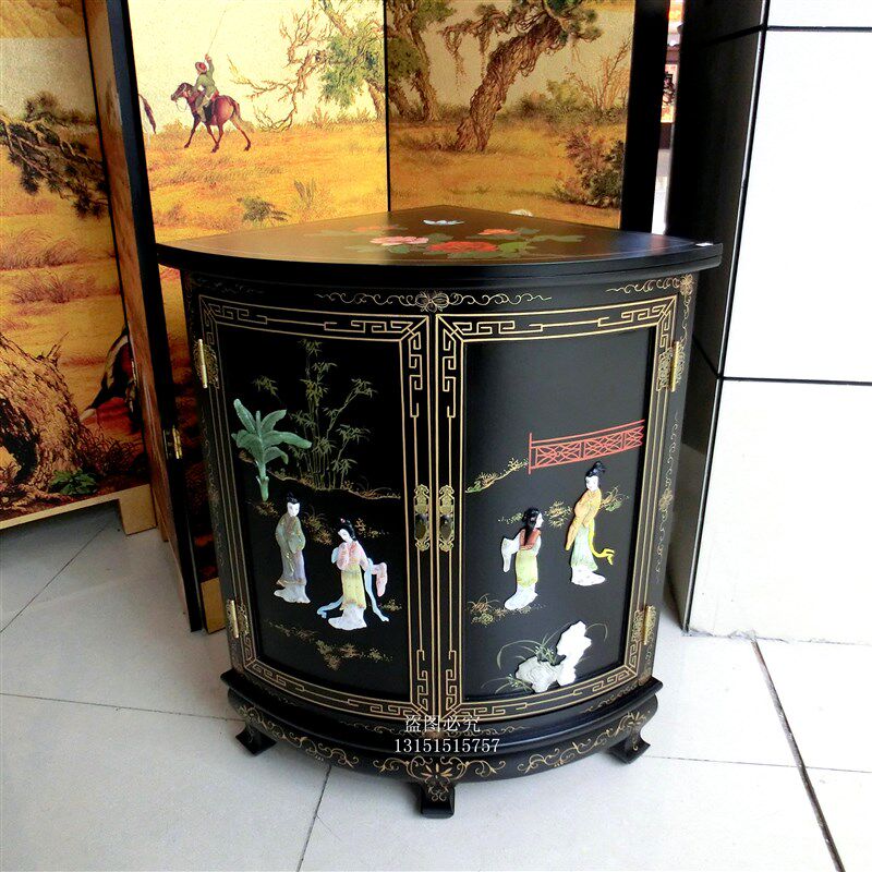 扬州漆器厂家具 柜子*中式古典 角柜 玄关柜 收纳柜 茶水柜储物柜