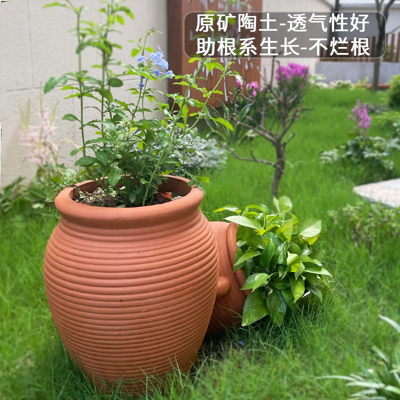 包邮新款特大号红陶陶罐花盆客厅家居绿萝多肉月季摆件生根泥瓦盆