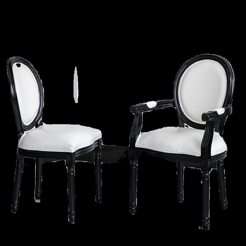 美式餐椅欧式实木复古靠背椅子法式咖啡厅椅子黑色白色民宿洽谈椅