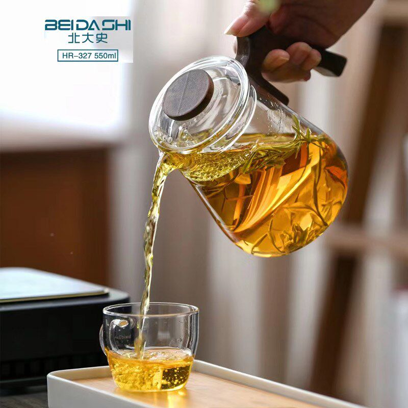 北大史玻璃泡茶壶家用大号茶漏一体分茶器加厚耐热日式月牙公道杯