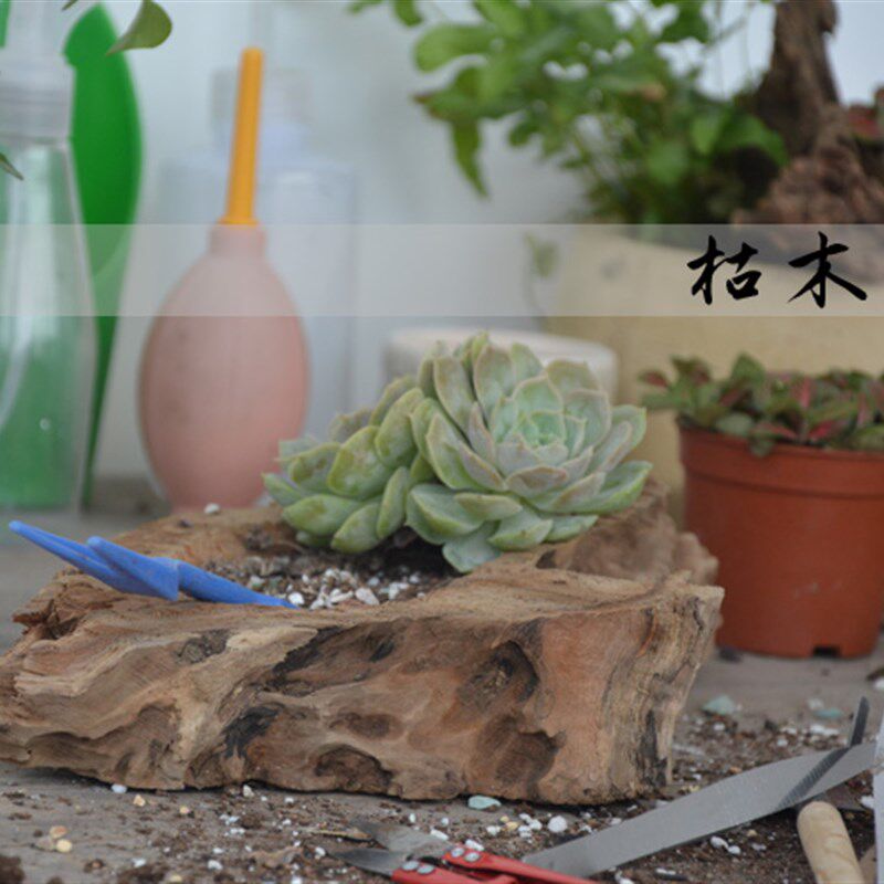 自然风化多肉木槽花盆 创意旧木质田园风格长方形户外花器