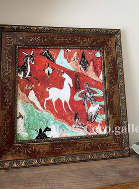 可可的画廊敦煌壁画九色鹿吉祥寓意中古新中式小众复古茶室装饰画
