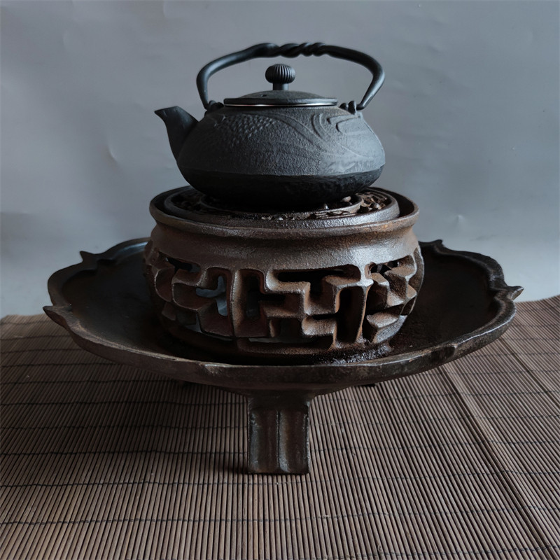 铸铁万字围栏搭配各款盖子火炉一套煮茶热水烧烤取暖复古实用收藏