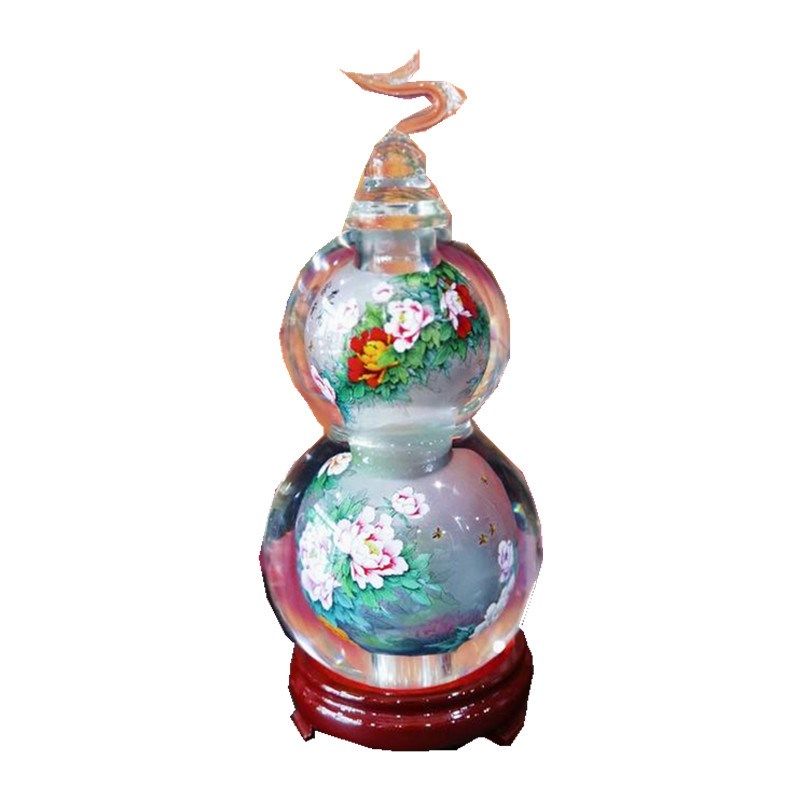 新品匠心独韵内画葫芦桌面摆件玄关博物架子电视柜装饰艺术品牡丹