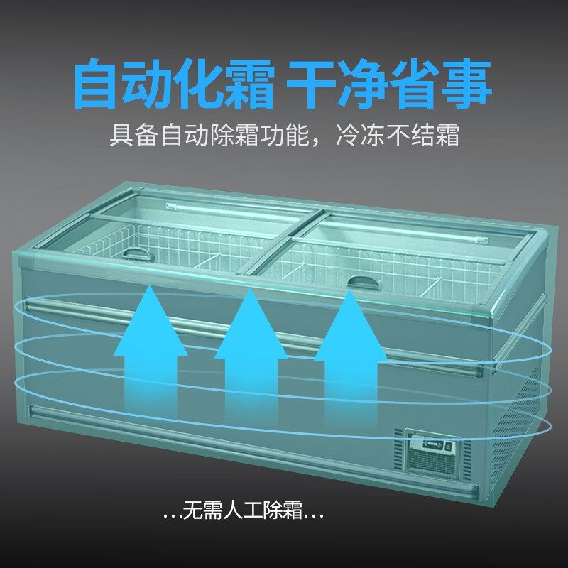 绿缔超市组合岛柜卧式商用冷冻展示柜智能自动无霜大容量冰柜厂家