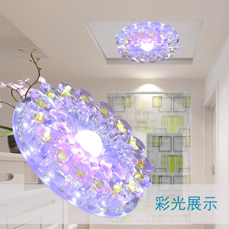 LED水晶过道走廊灯新款玄关入户射灯嵌入式开孔10公分明装筒灯