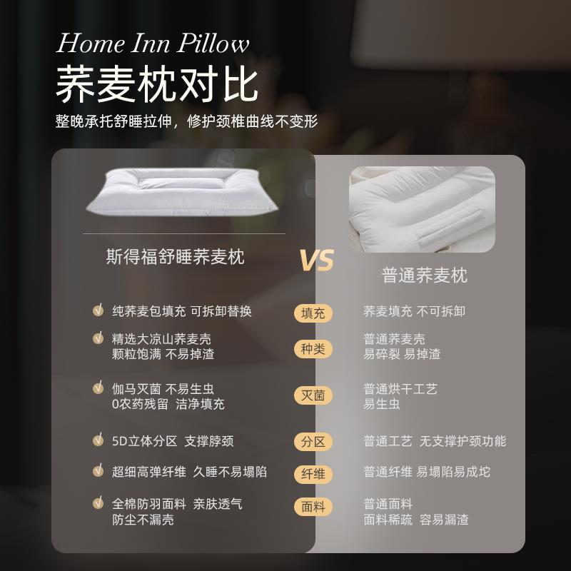 斯得福如家酒店专用荞麦枕头成人护颈椎助睡眠枕芯偏硬学生宿舍