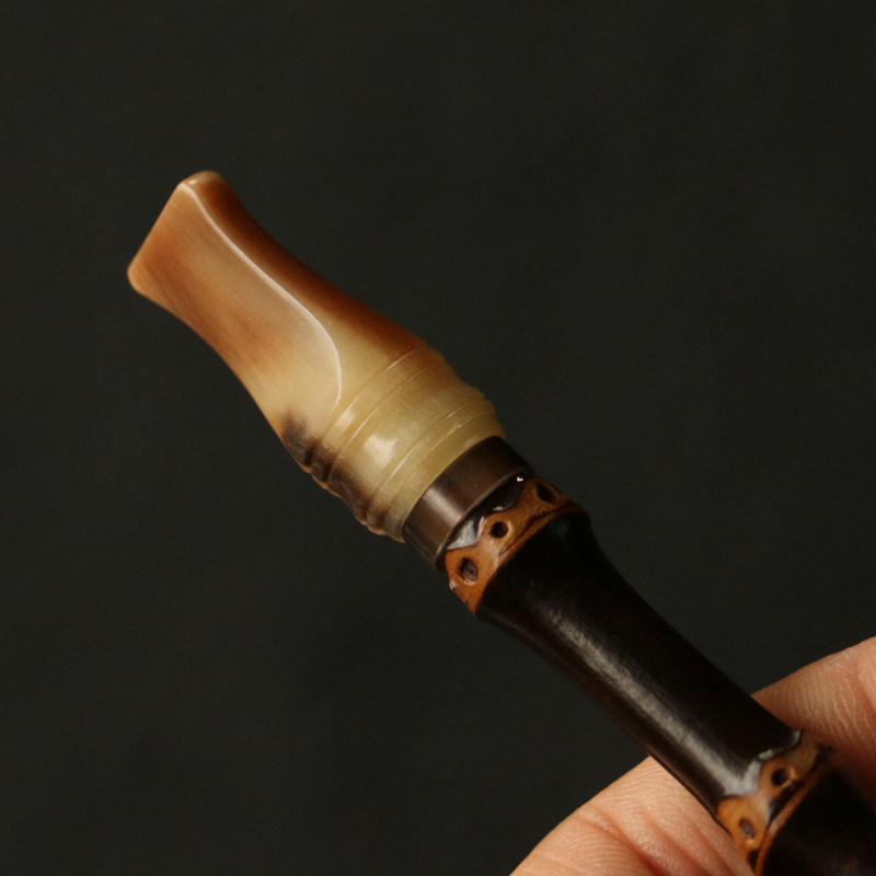 精品纯手工制作天然紫竹鞭小烟嘴竹制烟斗粗细烟两用过滤器小烟袋