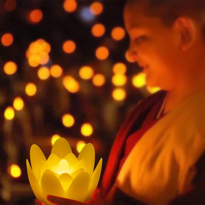 led莲花灯充电电子蜡烛家用供灯座酥油摆件寺院前供灯长明灯