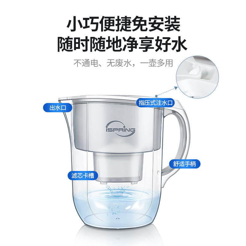 爱诗普霖净水壶厨房家用自来水过滤净水器+阻垢滤芯去水垢专家