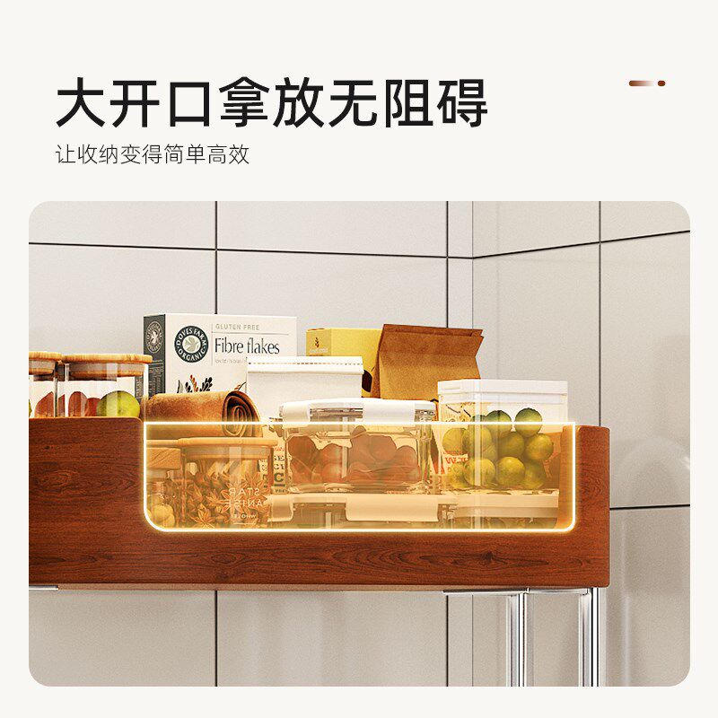 中古实木厨房置物架家用落地放蔬菜水果收纳篮可移动夹缝零食推车