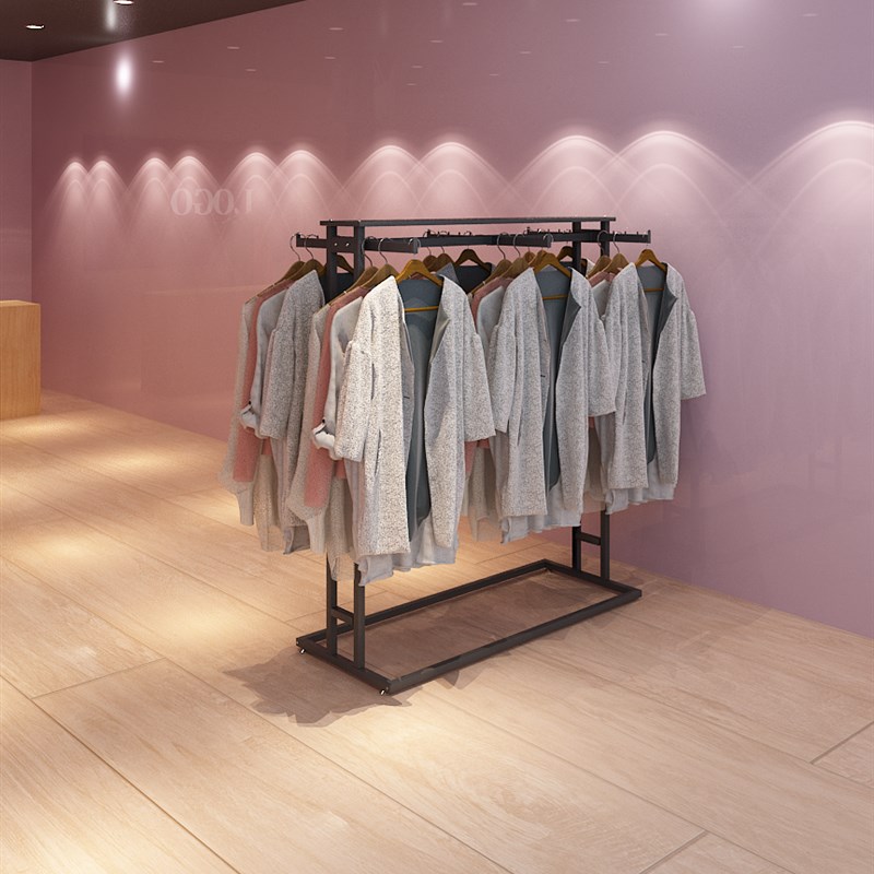 服装店展示架双排中岛架落地式衣架男女童装货架超市正挂衣服架子