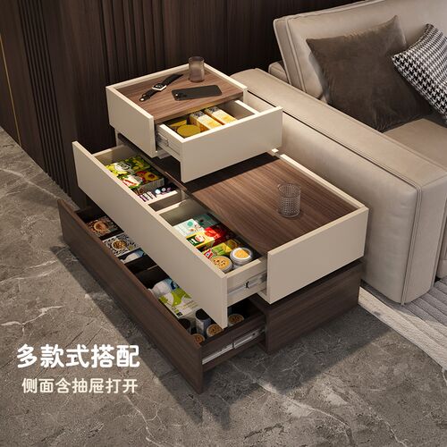 复古轻奢风客厅沙发边柜侧边几中古角柜高级感零食收纳茶水柜定制