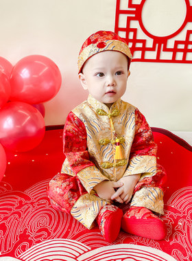宝宝周岁礼服男童秋长袖中国风衣服女一岁生日宴百岁抓周婴儿唐装