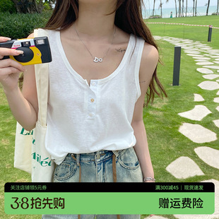 工字背心女内搭夏季外穿白色打底吊带2023新款宽松砍无袖t恤上衣
