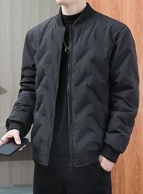 冬季羽绒棉外套男立领加厚保暖棒球领短款男士棉服商务休闲棉袄男