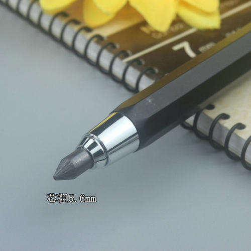 5.6自动铅笔 很粗不易断芯头尾金属胶笔杆低重心可削内牙纹抓芯牢