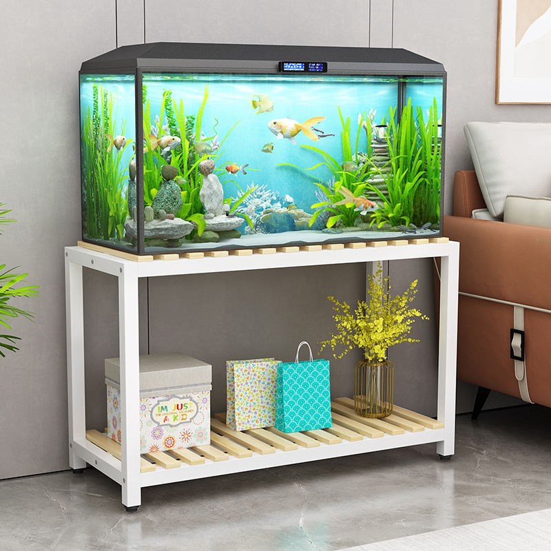 实木鱼缸架子底柜底座水族箱桌子金属置物架龟缸架双多层中小型架图片