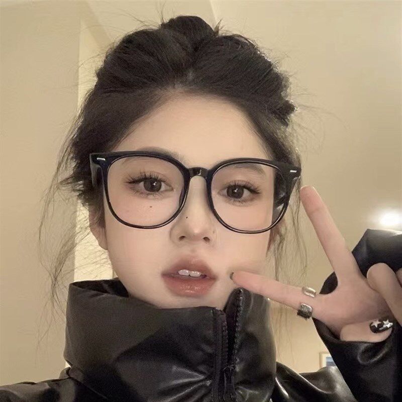 黑框大框眼镜女士近视度数可配素眼镜架
