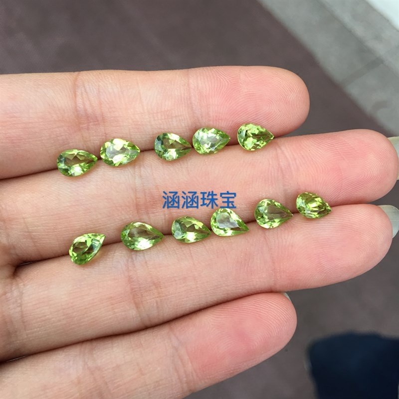 天然 全净橄榄石 裸石 圆形  椭圆形  水滴  可镶V嵌戒指  吊坠图片