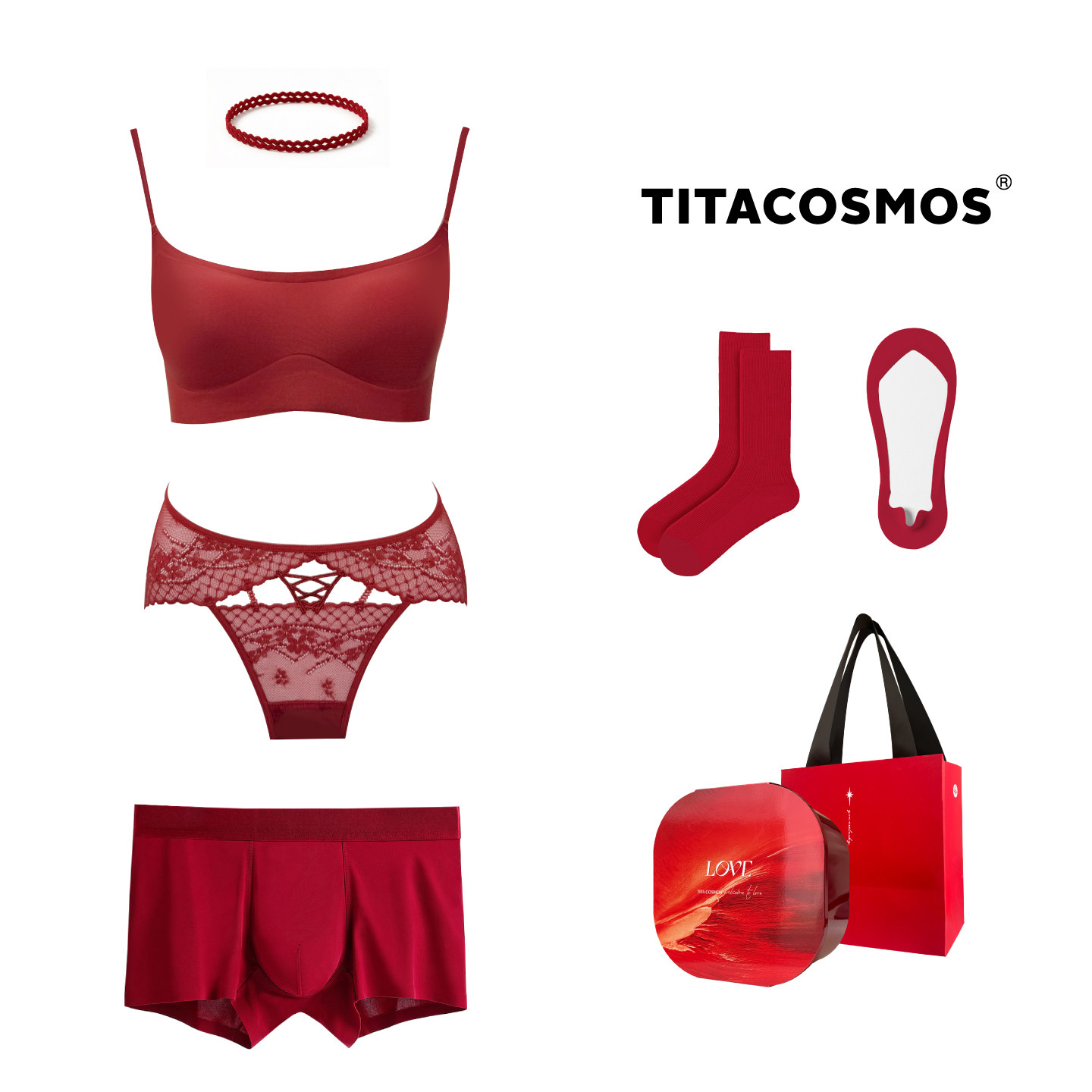 红色结婚文胸细肩带大领无痕女内衣套装新婚男女方陪嫁蕾丝三角裤