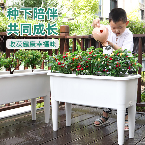 新款矮脚亲子种植盆庭院长方形特大口径高深度菜盆家庭绿植种植箱