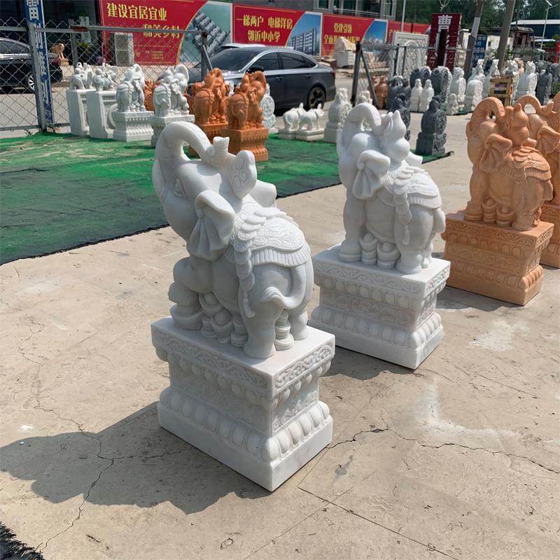 新品汉白玉石雕大象大理石吉象酒店商场别墅家用大门口摆件包邮