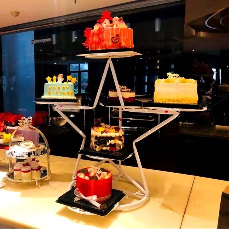 欧式新款创意铁艺蛋糕架子五角星生日婚庆婚礼六层多层甜品展示台