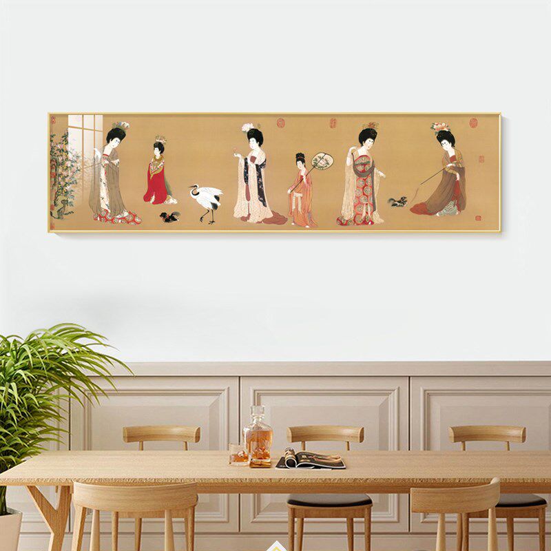 水墨宣言新中式古典装饰画茶室书房唐代壁画中国风簪花仕女图挂画