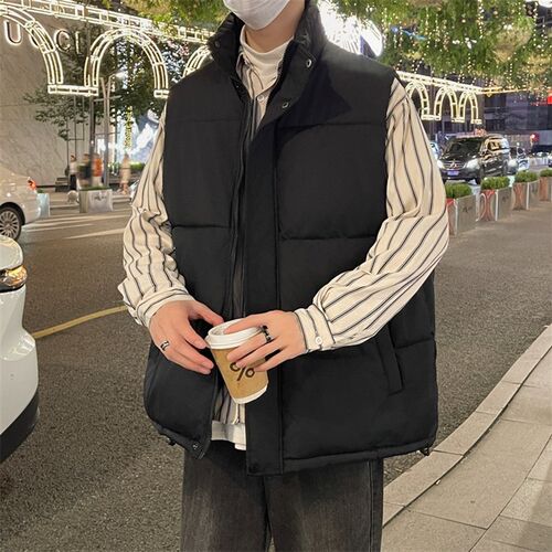 男款保暖马甲男大童秋冬季立领潮流羽绒棉坎肩学生青少年加厚外套
