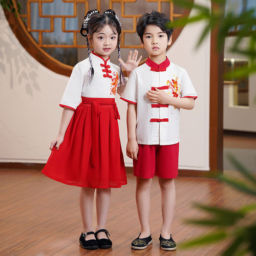 汉服女童中国风男孩唐装幼儿园班服E国学服儿童六一儿童演出服套