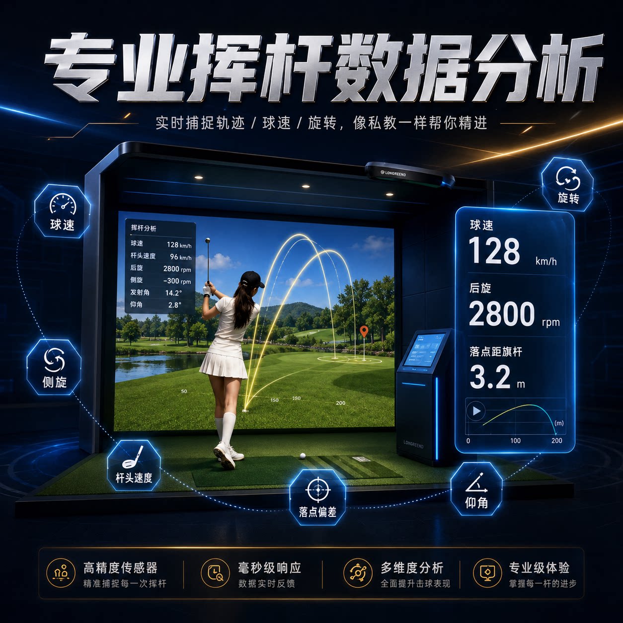 格瑞尔斯高尔夫模拟器智能测挥杆